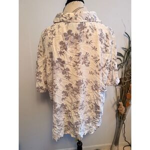 New York City Design Co. Woman Silk Floral Print Button Up Shirt Top 2X